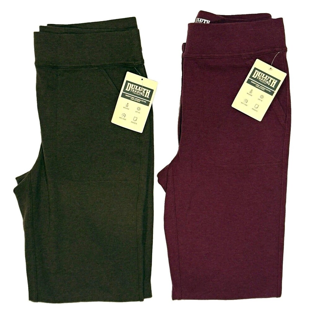 Duluth Trading Co NoGA Naturale Slim Leg Pants Bundle Size Small Brown Maroon NW